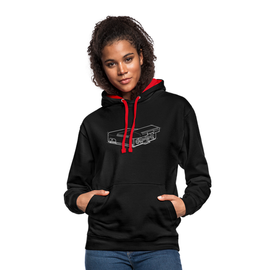 Contrast Colour Hoodie - black/red